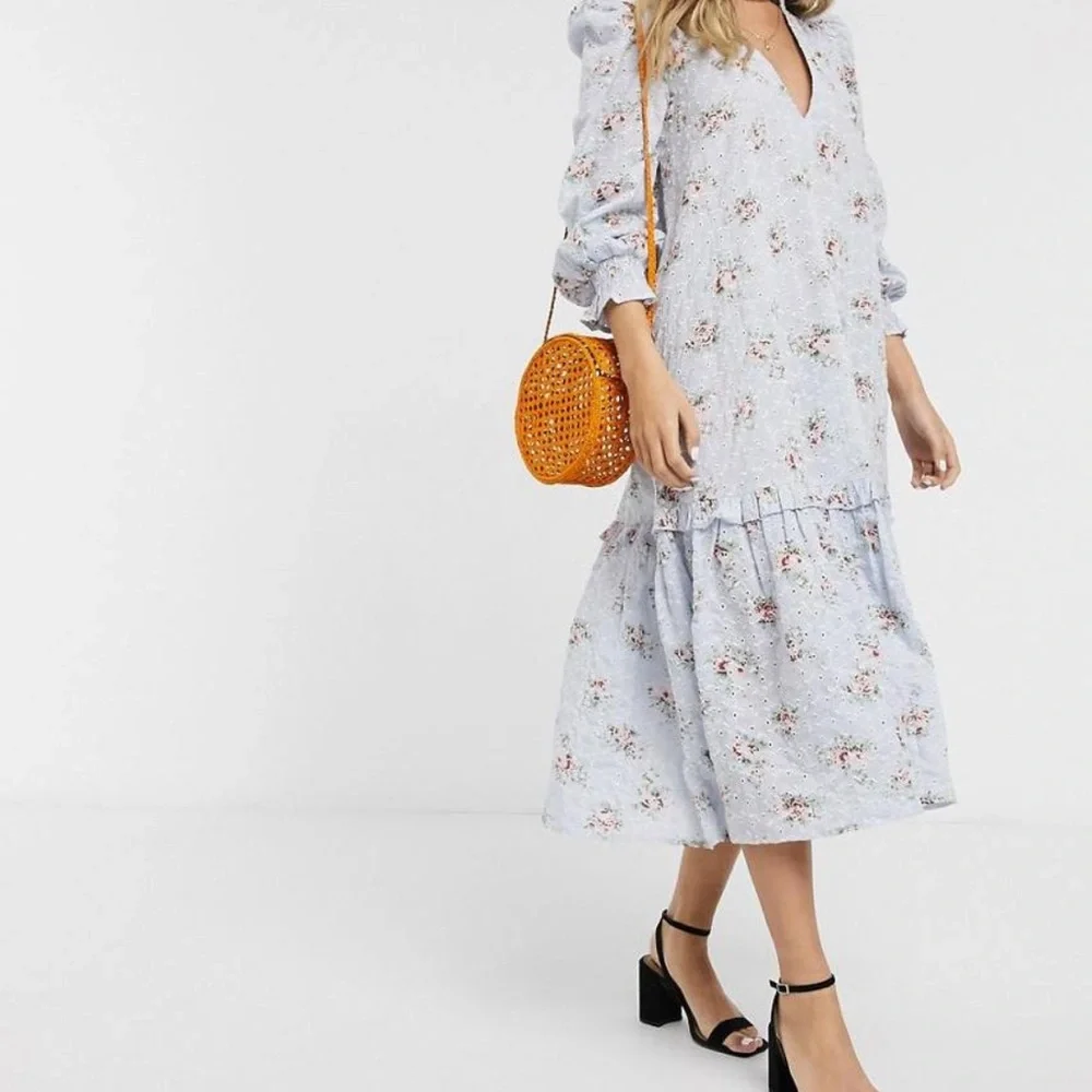 ASOS Blue Floral Embroidered Dress - Picture 2 of 12